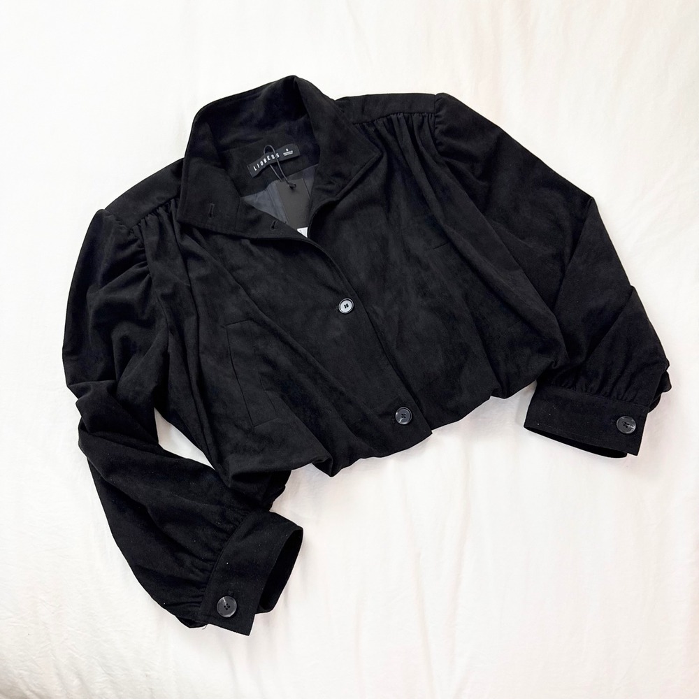 Lioness Black Cropped Bomber Jacket - Picture 2 of 7